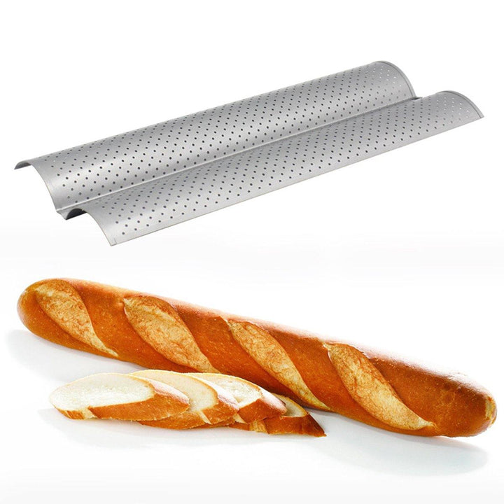 2/3 Grooves Alloy Non Stick French Bread Baking Tray Baguette Pan Tin Tray Bakeware Mold - MRSLM