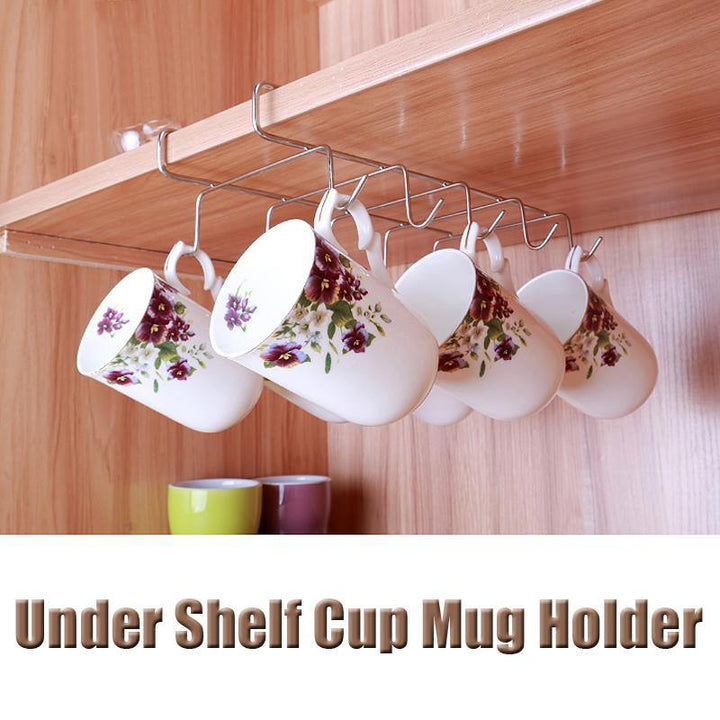 12 Hooks Stainless Steel Kitchen Storage Rack Cupboard Hanging Hook Shelf Dish Hanger Chest Storage - MRSLM