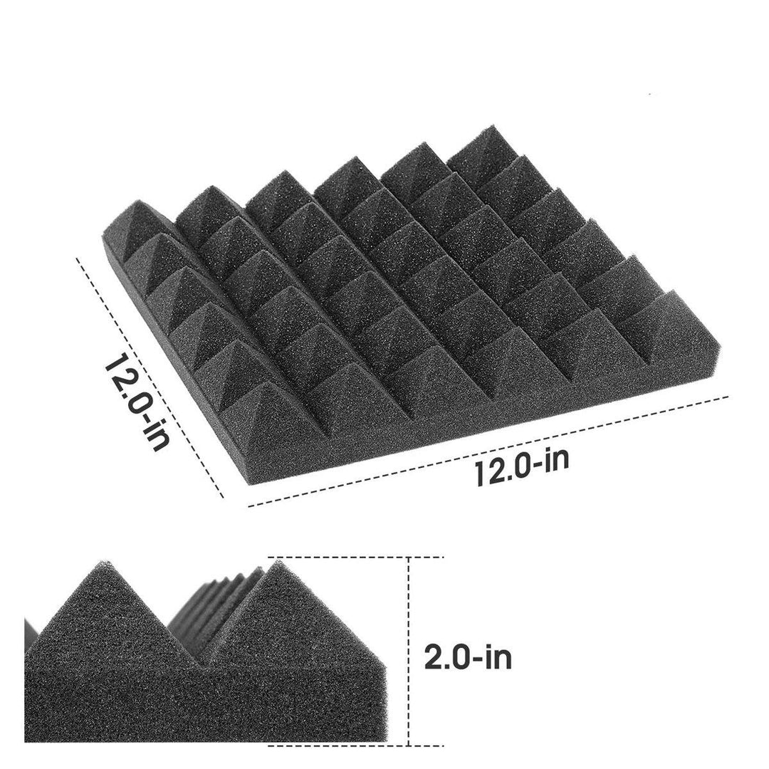 6Pcs Acoustic Foams Studio Soundproofing Wedges Tiles Black + Blue 12x12x2inch - MRSLM