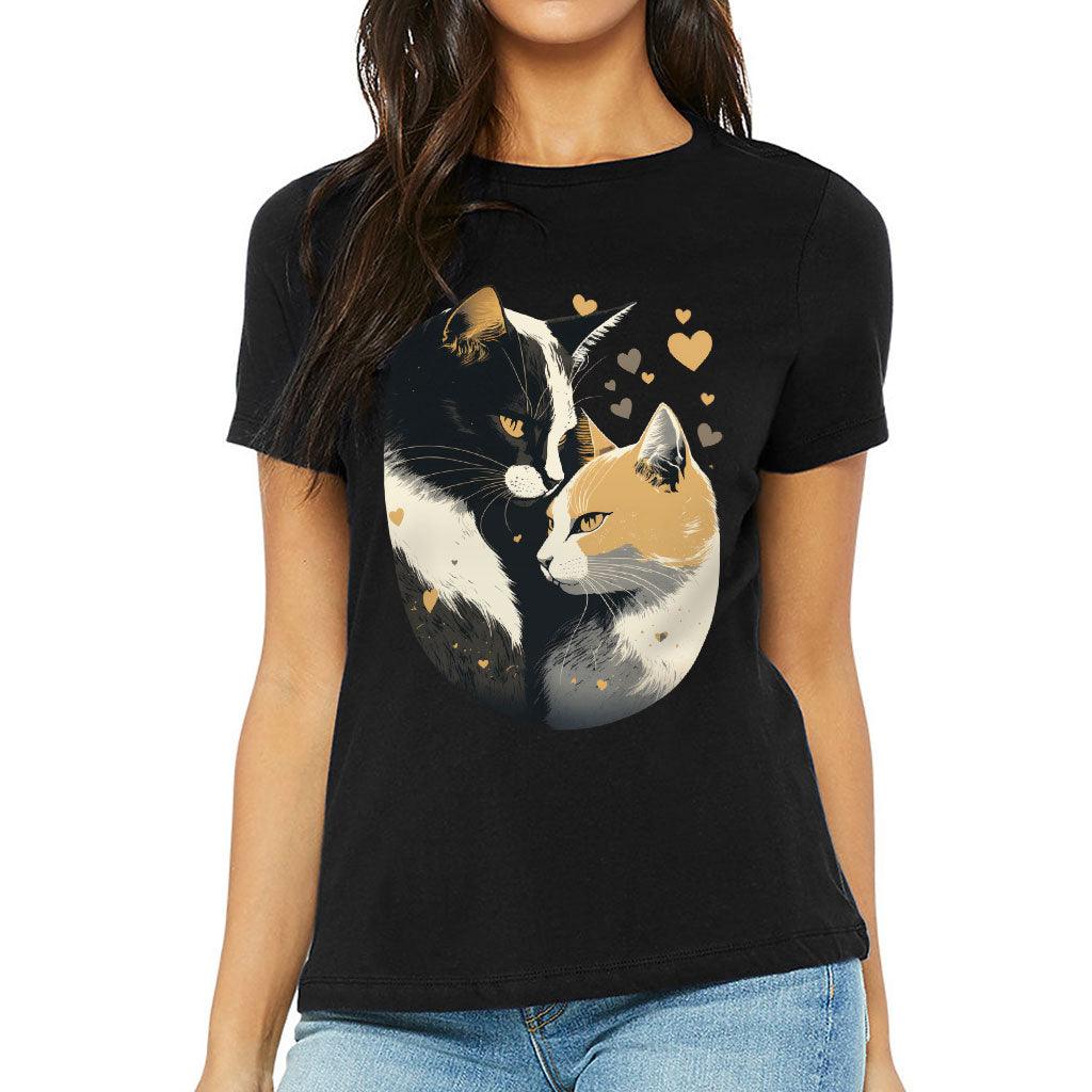 Cat Love Women's T-Shirt - Couple Style T-Shirt - Printed Relaxed Tee - MRSLM