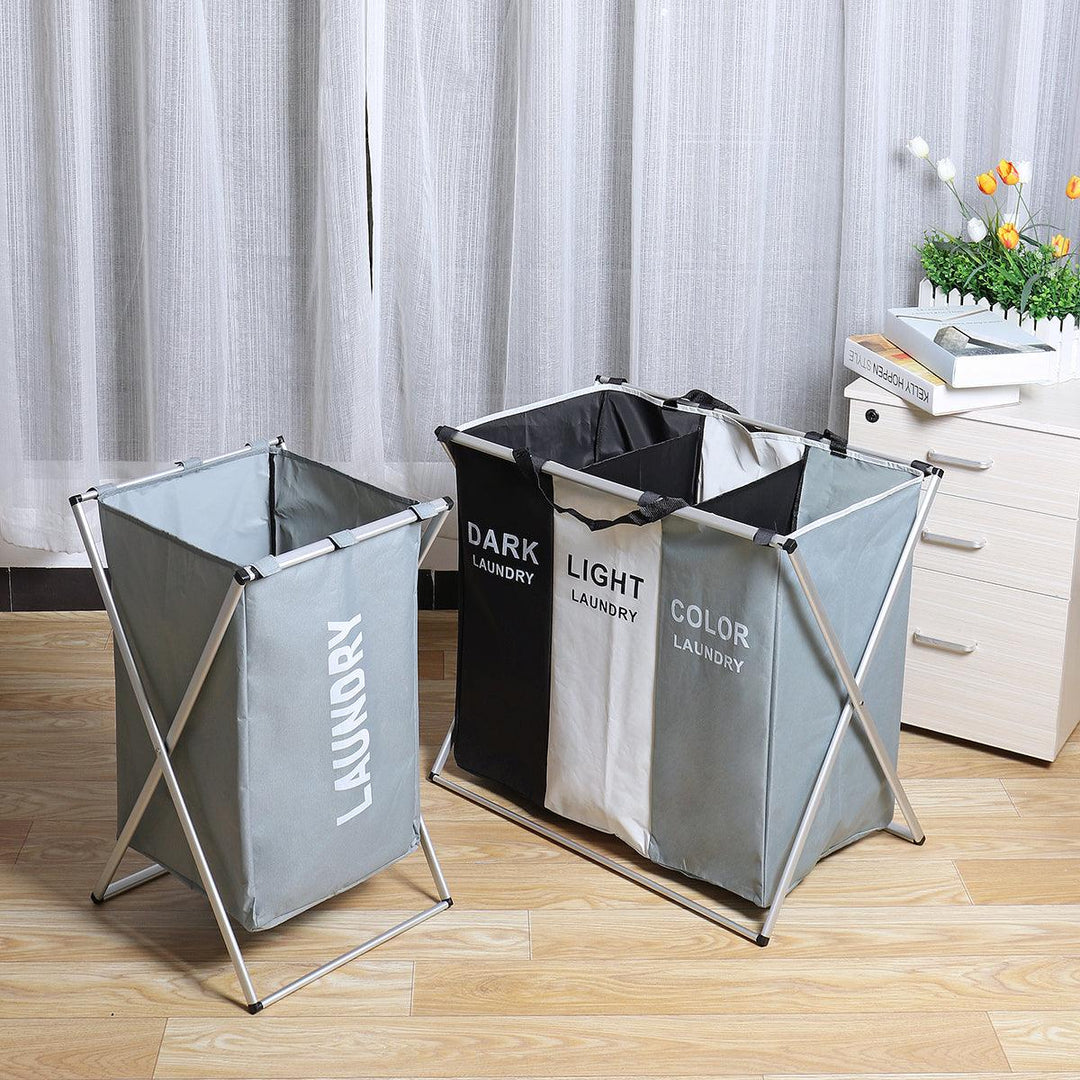 3 Grids Foldable Clothes Storage Hamper Baskets Organizer Laundry Bag - MRSLM