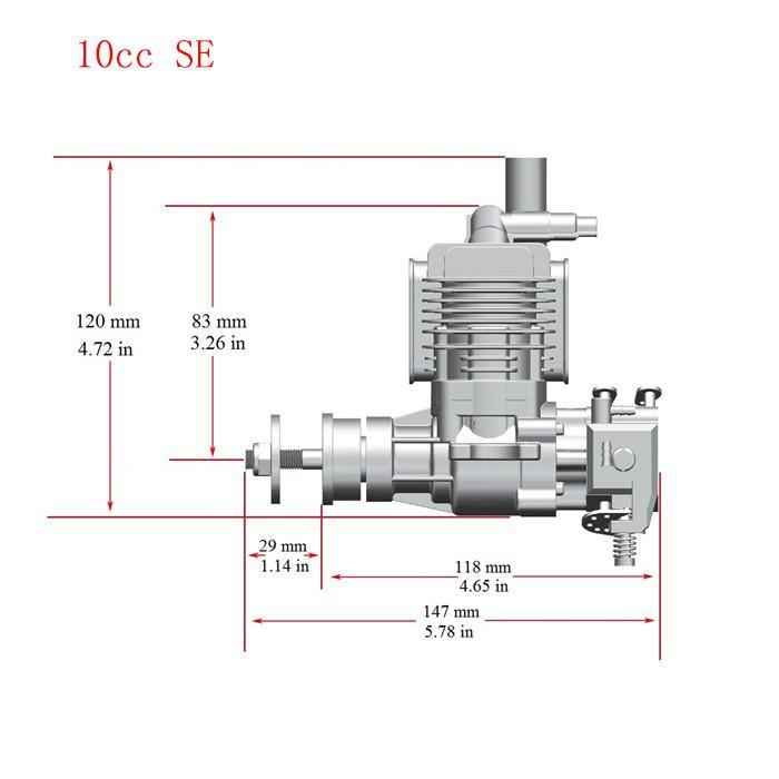 Stinger 10CC Gasoline Engine 2 Cycle Piston Value Type RE Rear Exhaust /SE Side Exhaust 6-14V 2000-15000rpm Support 1306 1307 1406 1308 Prop for RC Airplane Fixed-Wing - MRSLM