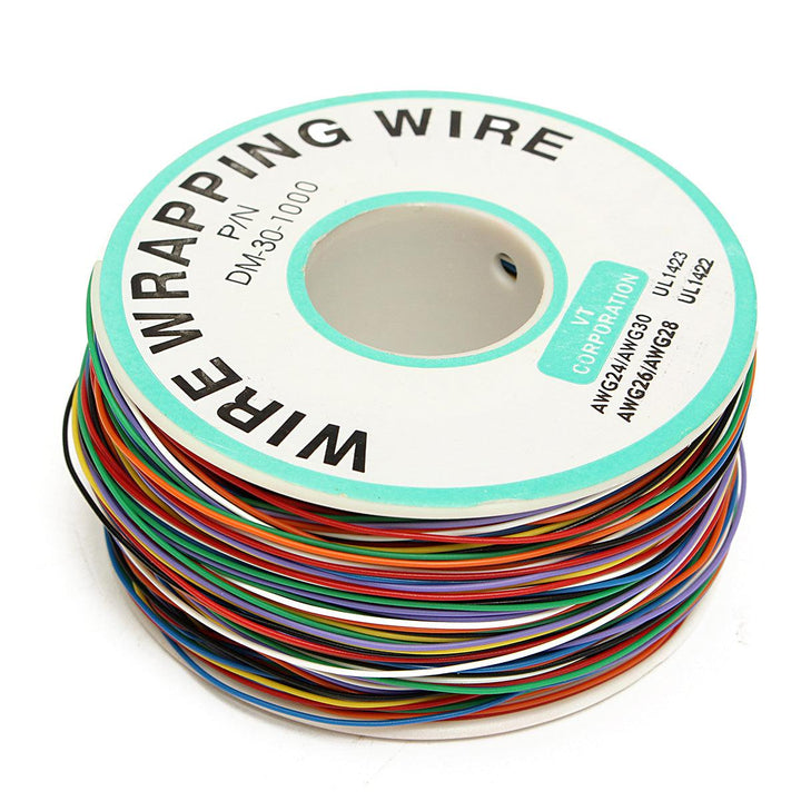 DANIU 250M 8-Wire Colored Insulated P/N B-30-1000 30AWG Wire Wrapping Cable Wrap Reel - MRSLM