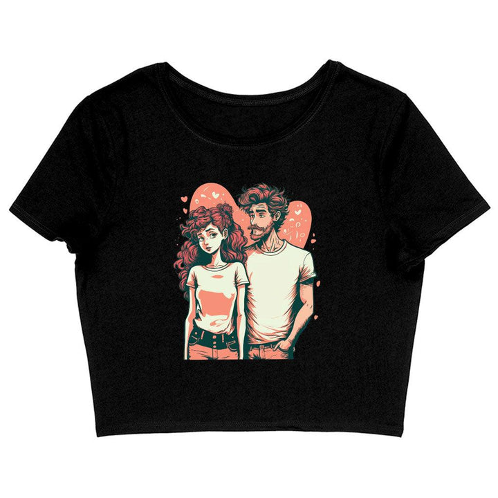 Love Print Women's Cropped T-Shirt - Romantic Crop Top - Printed Cropped Tee - MRSLM