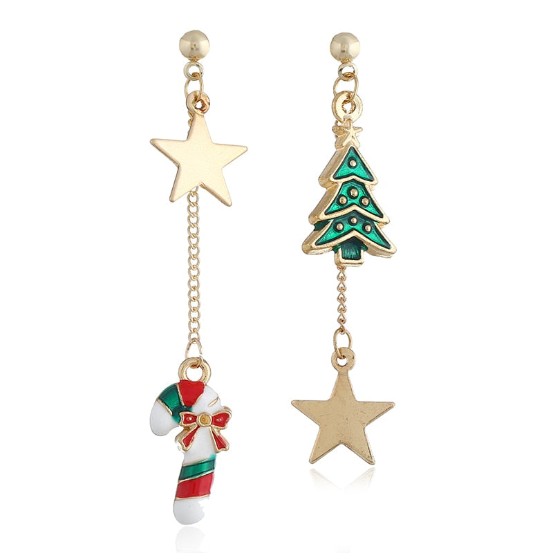 Women's Asymmetric Christmas Earrings