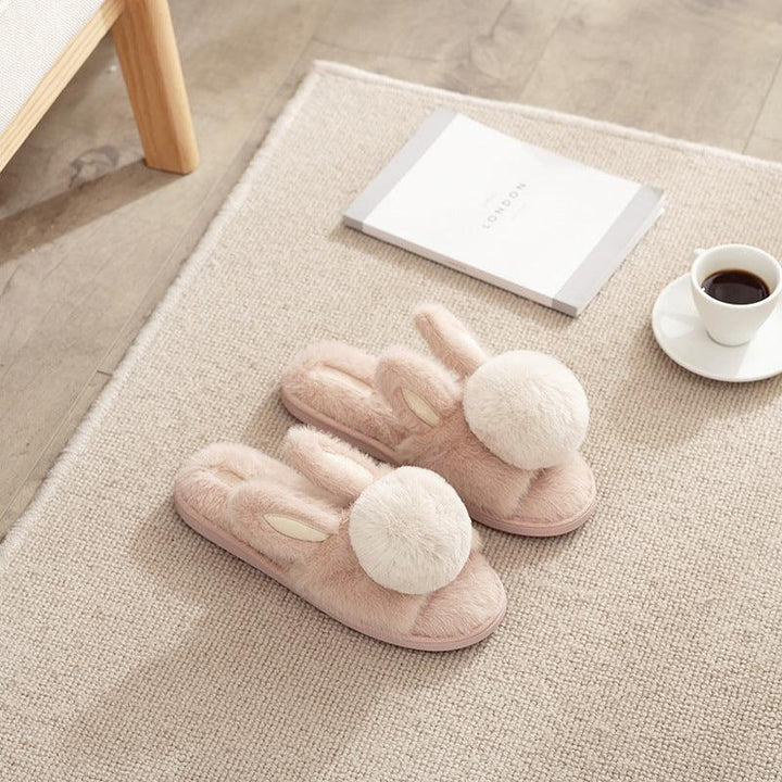 Winter Cartoon Indoor Thick-soled Warm Plush Cotton Shoes Rabbit Fleece Slippers - MRSLM