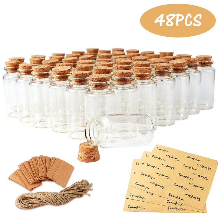 Mini Clear Glass Bottles with Cork for Wedding