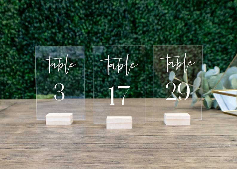 Wedding Table Numbers with Holders