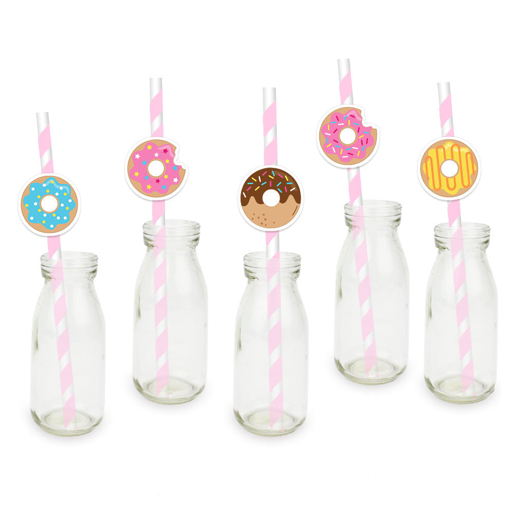 Donut Decorated Drinking Straws Set