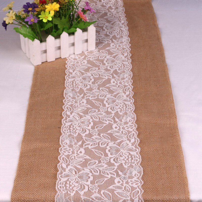 Lace Trim Jute Table Runner