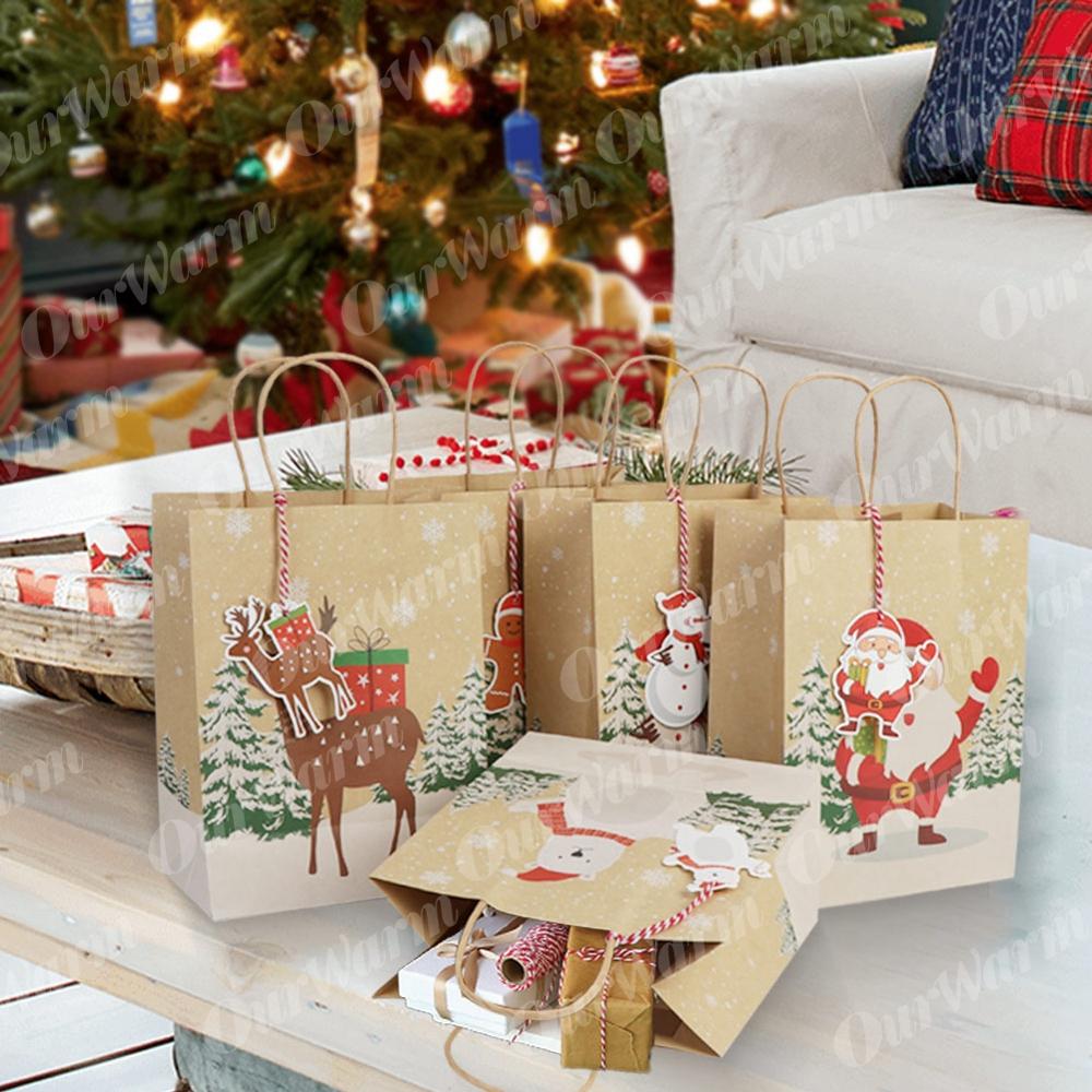 Kraft Paper Gift Bags for Christmas