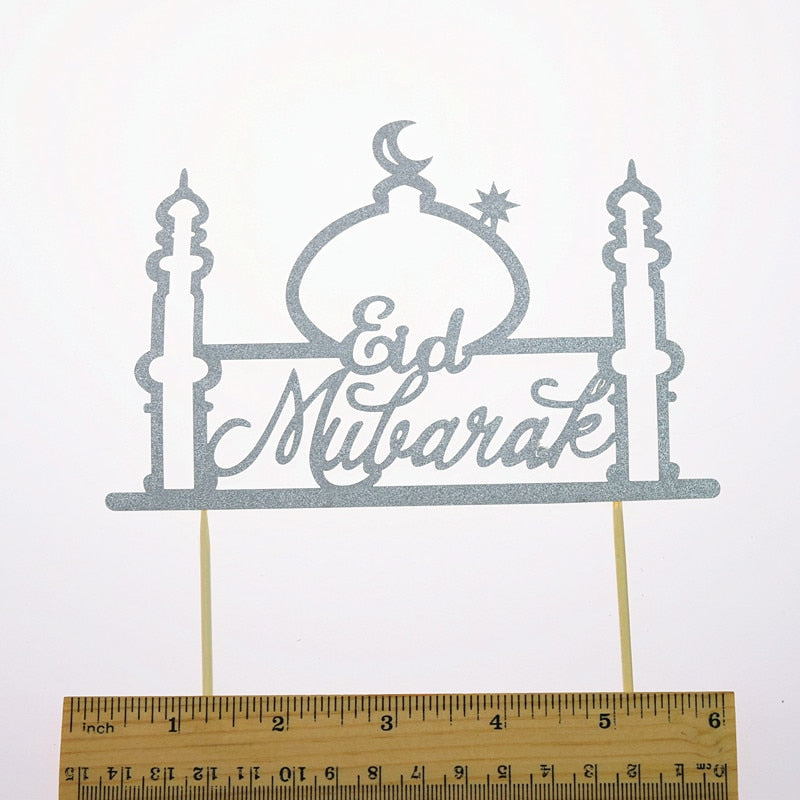 Glitter Mosque Eid Mubarak Party Cake Topper