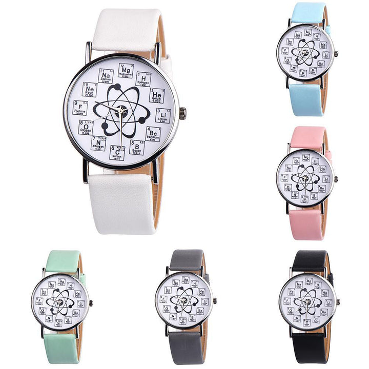 Fashion Student Chemical Element Markers Molecule Dial Quartz Analog Wrist Watch - MRSLM