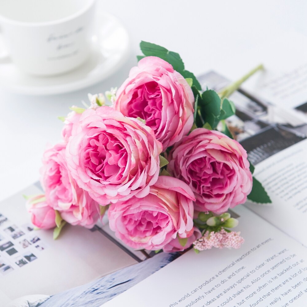 Colorful Artificial Peony Flowers Branch