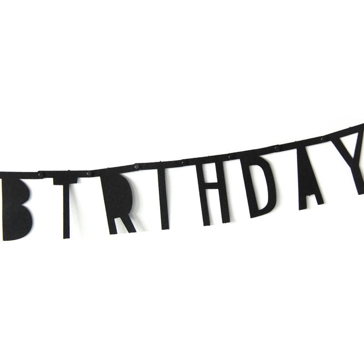 Black Minimalist Happy Birthday Party Garland