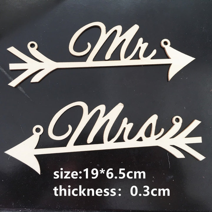 Set of 2 Mr and Mrs Arrow Signs for Chairs