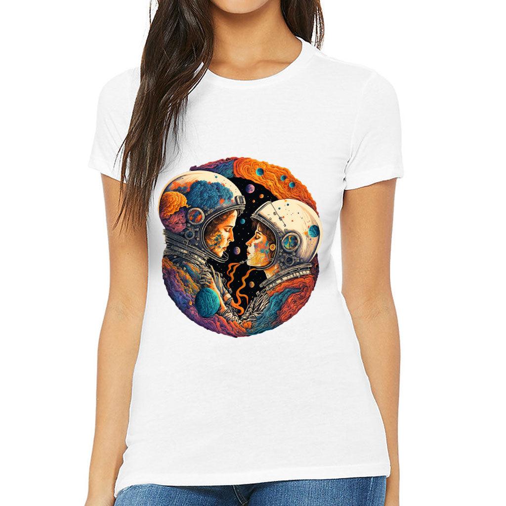 Love Astronaut Slim Fit T-Shirt - Fantasy Women's T-Shirt - Art Slim Fit Tee - MRSLM