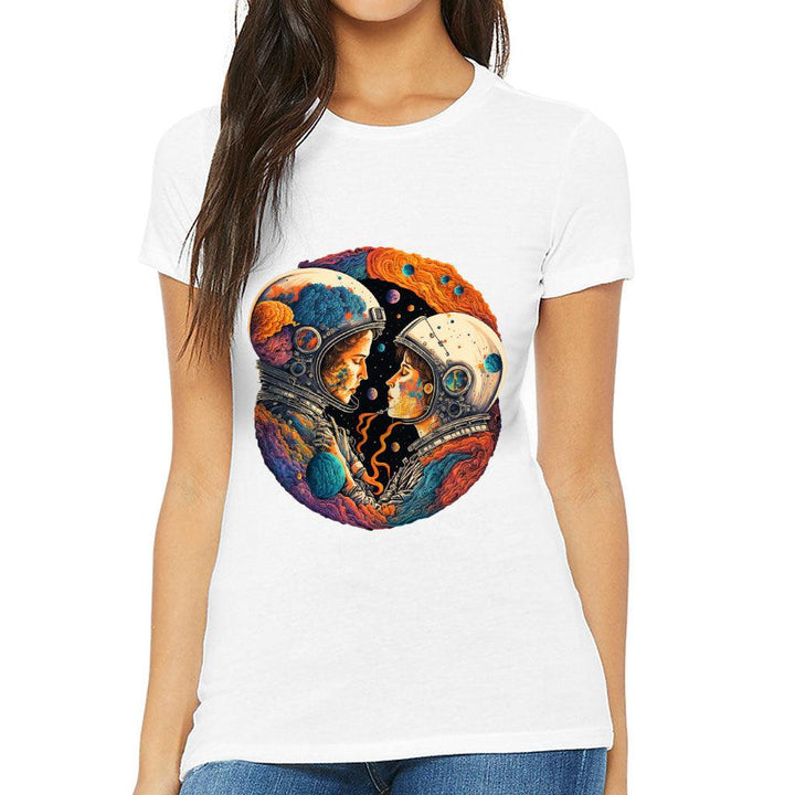 Love Astronaut Slim Fit T-Shirt - Fantasy Women's T-Shirt - Art Slim Fit Tee - MRSLM