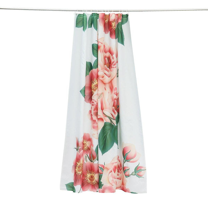 71''x71'' Long Peach Blossom Pattern Waterproof Polyester Shower Curtain with Hooks - MRSLM