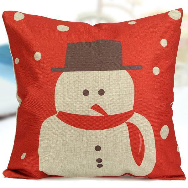 Cartoon Christmas Throw Pillow Case Linen Cotton Cushion Cover Home Sofa Car Decor - MRSLM