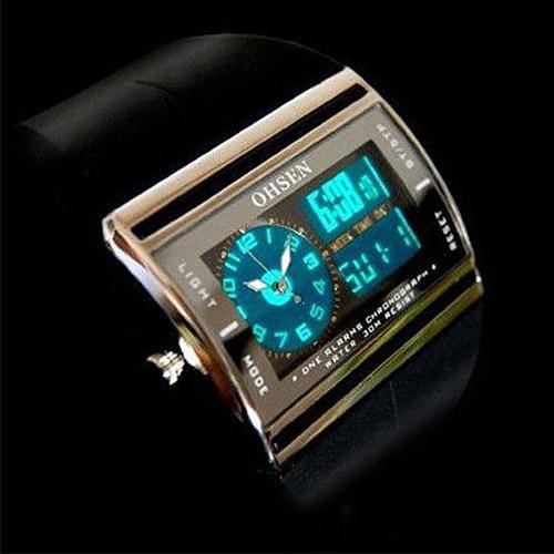 Digital Analog LED Luminous Date Rubber Band Sport Men's Boy's Wrist Watch - MRSLM