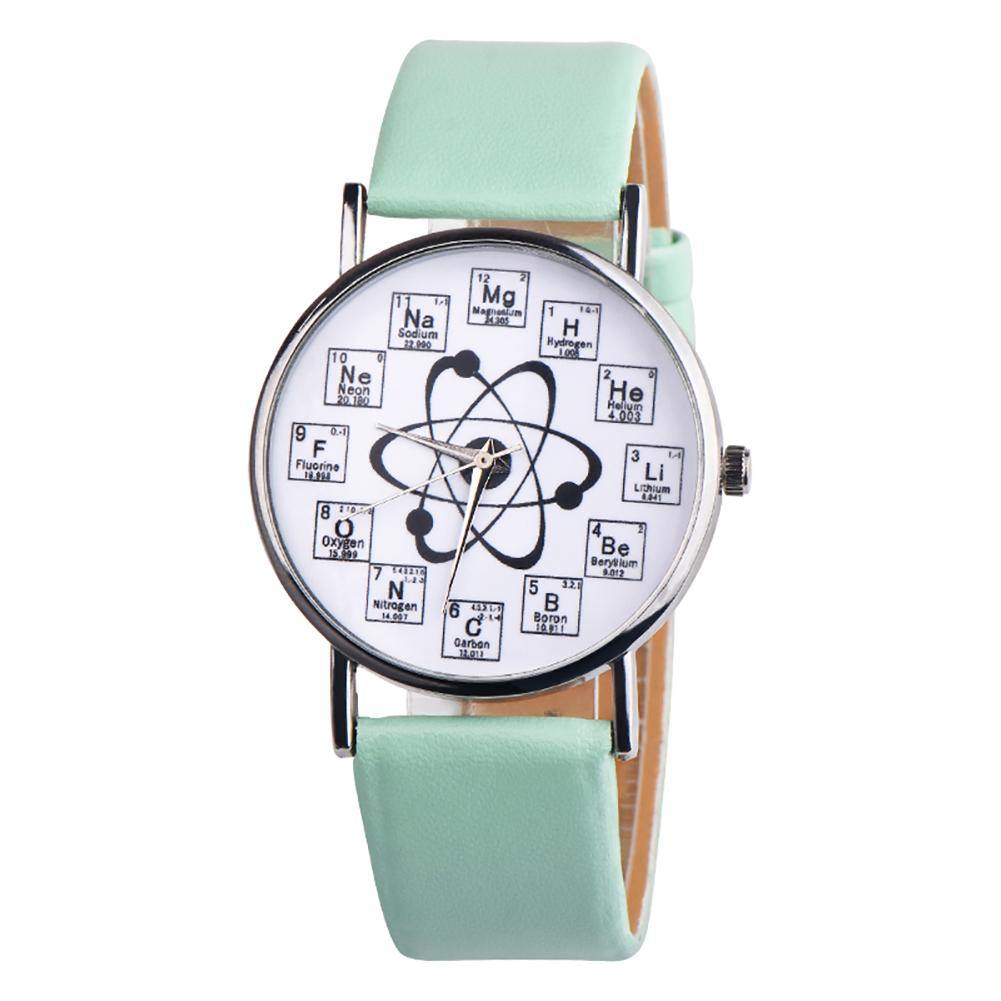 Fashion Student Chemical Element Markers Molecule Dial Quartz Analog Wrist Watch - MRSLM