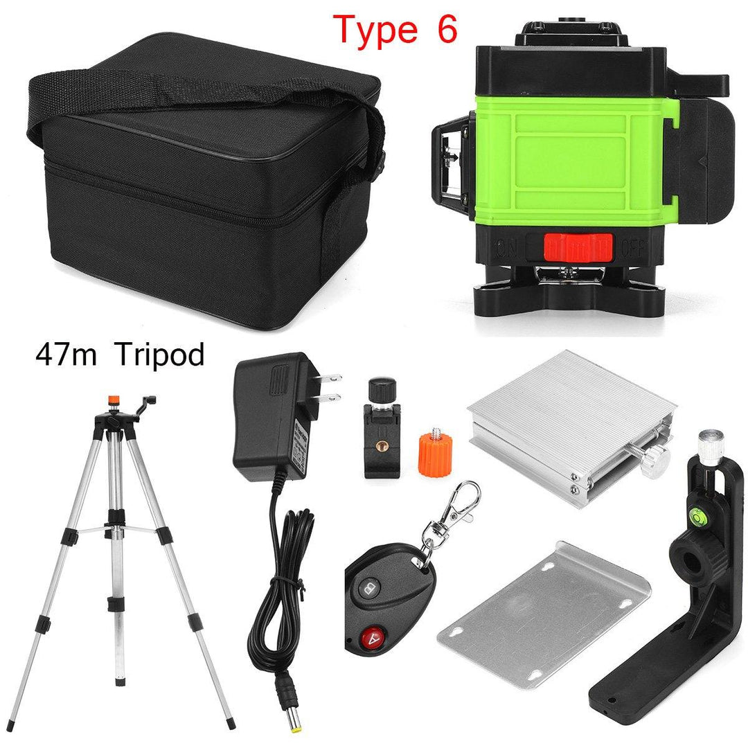 12/16 Line Green Light Laser Level Digital Self Leveling 360° Rotary Measure Tool - MRSLM