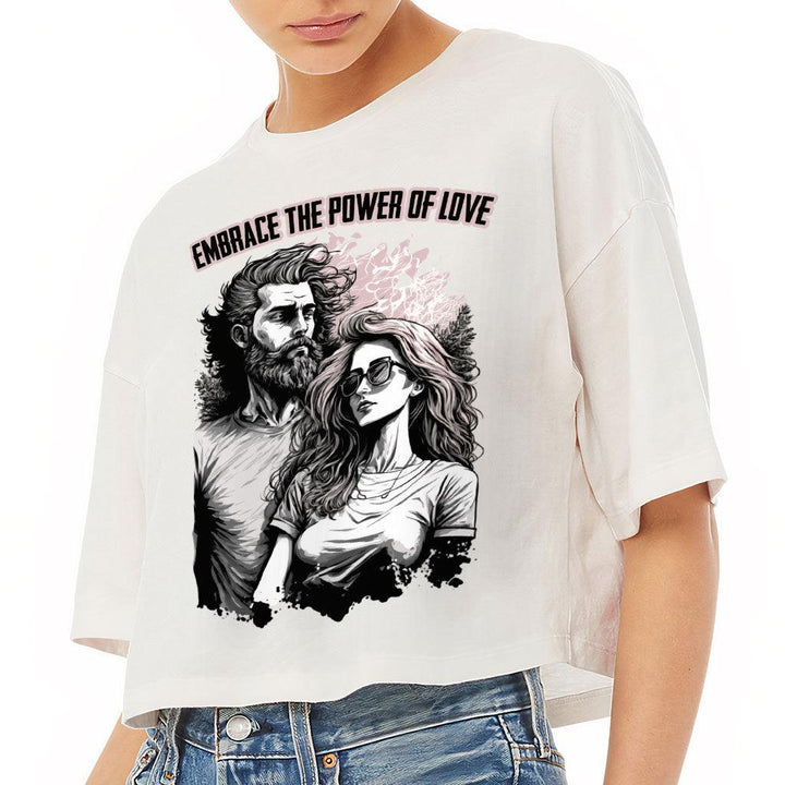 Embrace the Power Of Love Women's Crop Tee Shirt - Graphic Cropped T-Shirt - Unique Crop Top - MRSLM