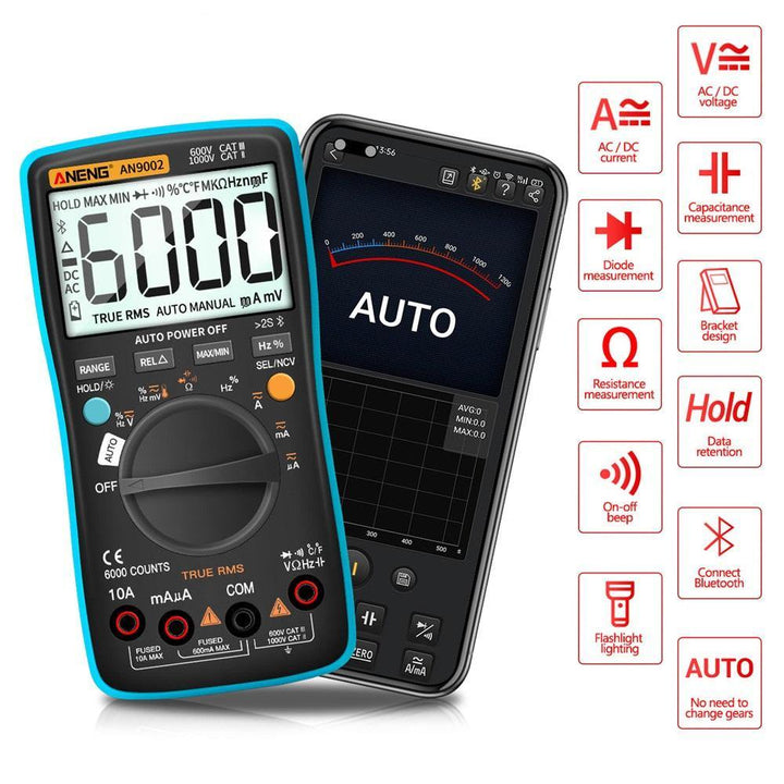 ANENG AN9002 bluetooth Digital Multimeter 6000 Counts Professional Multimetro True RMS AC/DC Current Voltage Tester Auto-Range - MRSLM