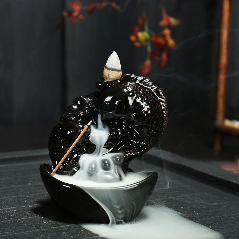 Incense Burner Smoke Backflow Ceramic Glaze Censer Cone Holder - MRSLM