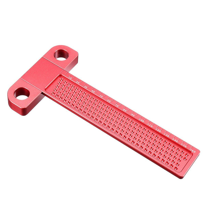 Drillpro Aluminium Alloy T-160 Hole Positioning Metric Measuring Ruler Woodworking Precision Marking Scriber - MRSLM