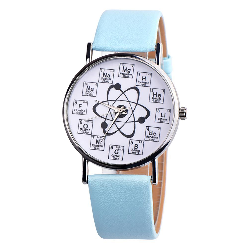 Fashion Student Chemical Element Markers Molecule Dial Quartz Analog Wrist Watch - MRSLM