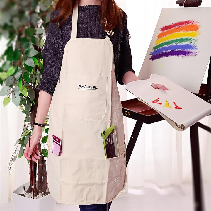 Cotton Linen Material Painting Apron Oil Painting Apron Adult Painting Waterproof and Antifouling Overalls Drawing Supplies - MRSLM