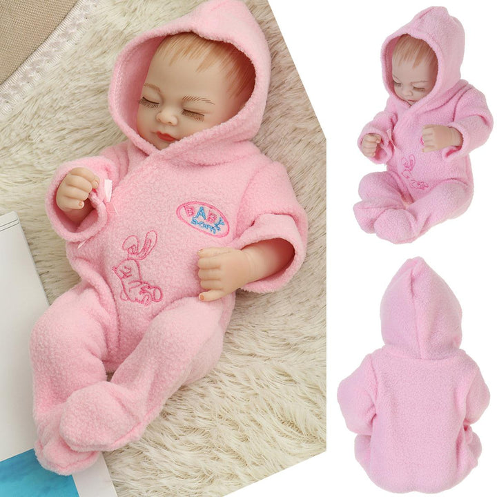 11'' Real Life Lifelike Reborn Baby Dolls Full Silicone Sleeping Pink Cloth Girl - MRSLM