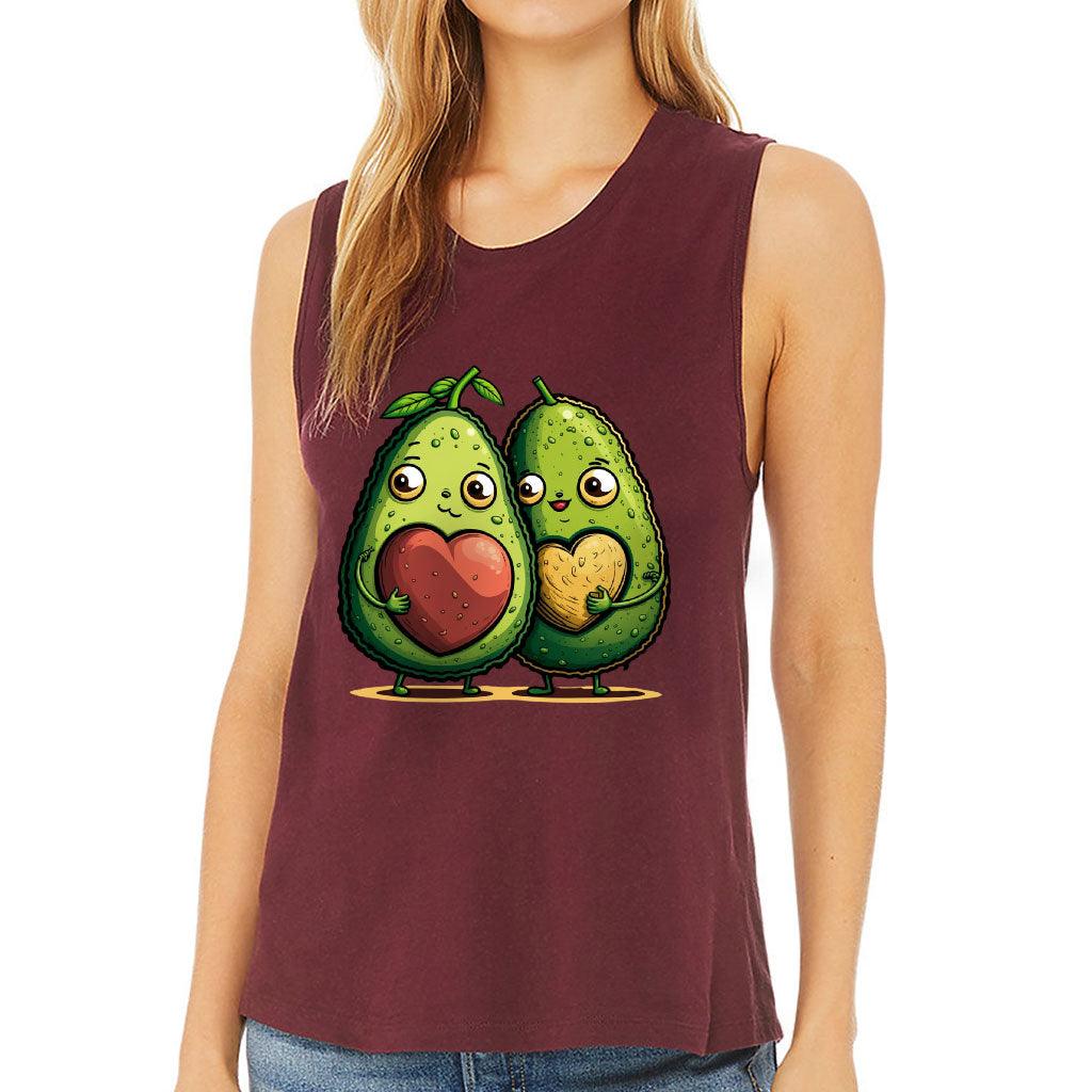 Avocado Women's Muscle Tank - Love Couple Tank Top - Graphic Workout Tank - MRSLM