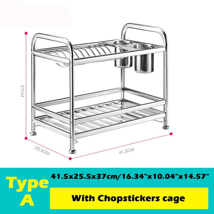 Double Layer Stainless Steel Kitchen Storage Rack Storages Household Arrangement for Kitchen Dishes - MRSLM