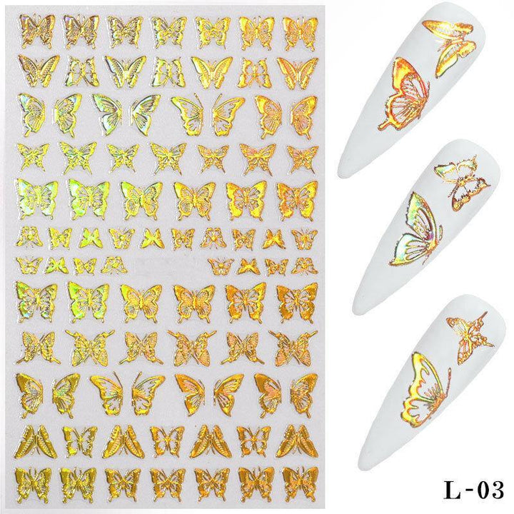 3D Holographic Nail Art Stickers Colorful DIY Butterfly Nail Transfer Decals - MRSLM