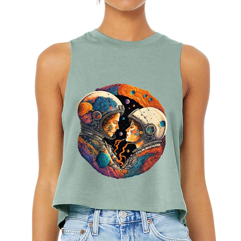 Love Astronaut Racerback Cropped Tank - Fantasy Women's Tank - Art Tank Top - MRSLM