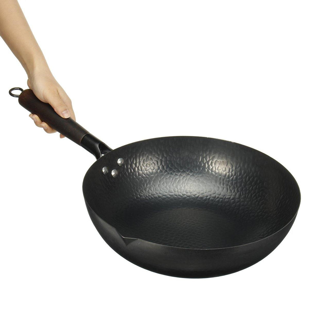 32cm Handmade Iron Non Stick Frying Pan Frypan Pot Kitchen Wok Skillet Cookware - MRSLM