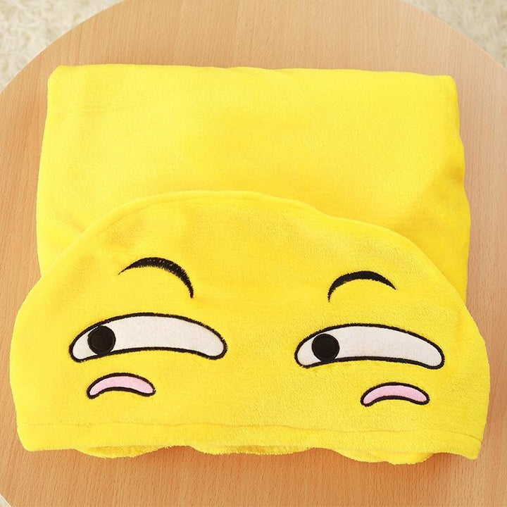 110x145cm Plush Toy Funny Expression Cloak Cape Shawl Coral Fleece Air Conditioning Blanket - MRSLM