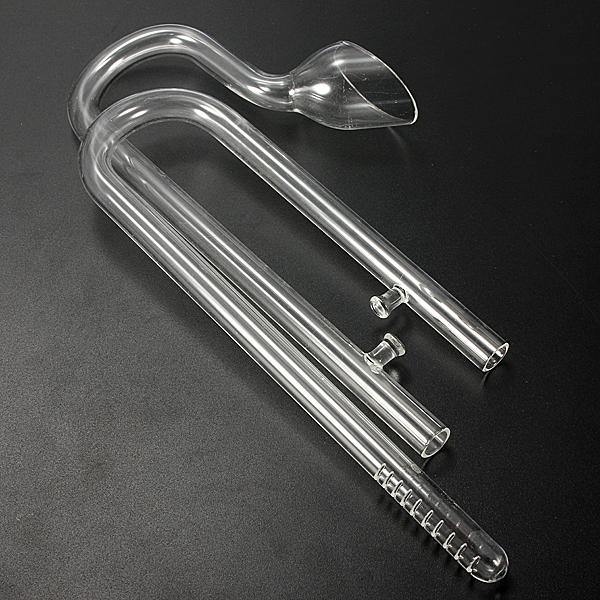 Aquarium Glass Lily Breather Pipes Inflow & Outflow 13mm for 12/13mm Tube + 2 Suction Cups - MRSLM