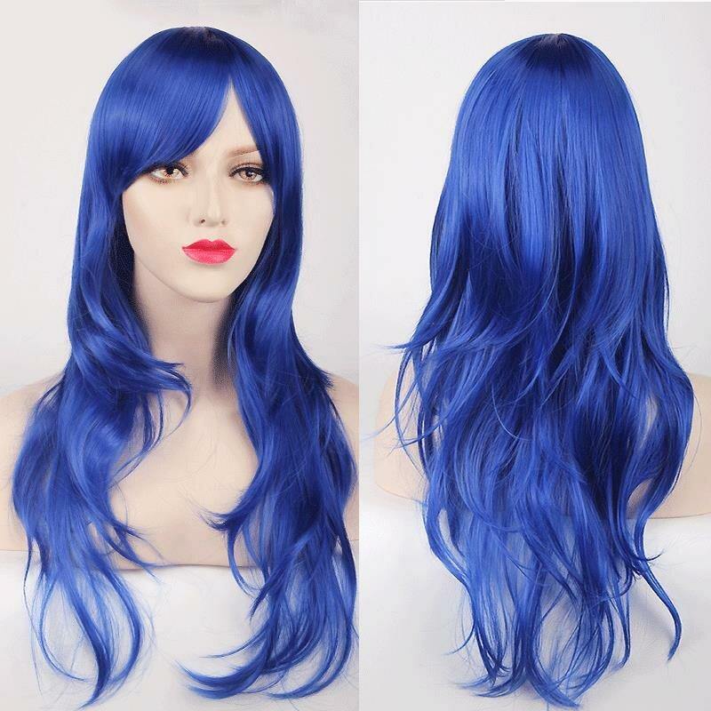 70CM Long Synthetic Costume Cosplay Wig High Temprature Fiber Hair Extensions For Women Dark Purple Hair - MRSLM