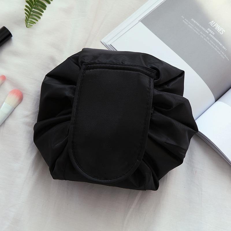 Polyester Solid Color Drawstring Cosmetic Bag Travel Portable Lazy Storage Bag - MRSLM