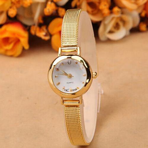 Women's Fashion Mesh Fine Alloy Band Rhinestone Dial Quartz Bracelet Wrist Watch - MRSLM