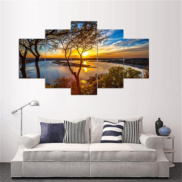 5Pcs Canvas Print Paintings Landscape Wall Decorative Print Art Pictures Frameless Wall Hanging Decorations for Home Office - MRSLM