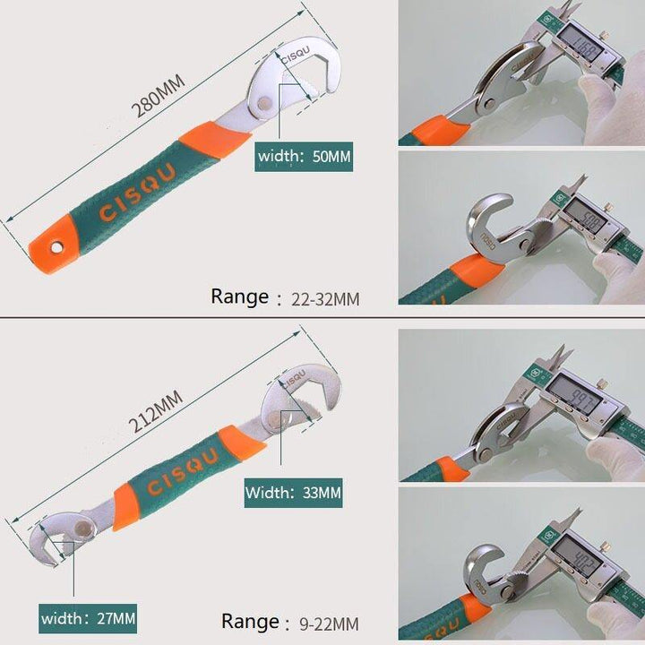 2Pcs Universal Key Pipe Wrench Open End Spanner Set High-carbon Steel Snap N Grip Tool Plumber Multi Hand Tool - MRSLM