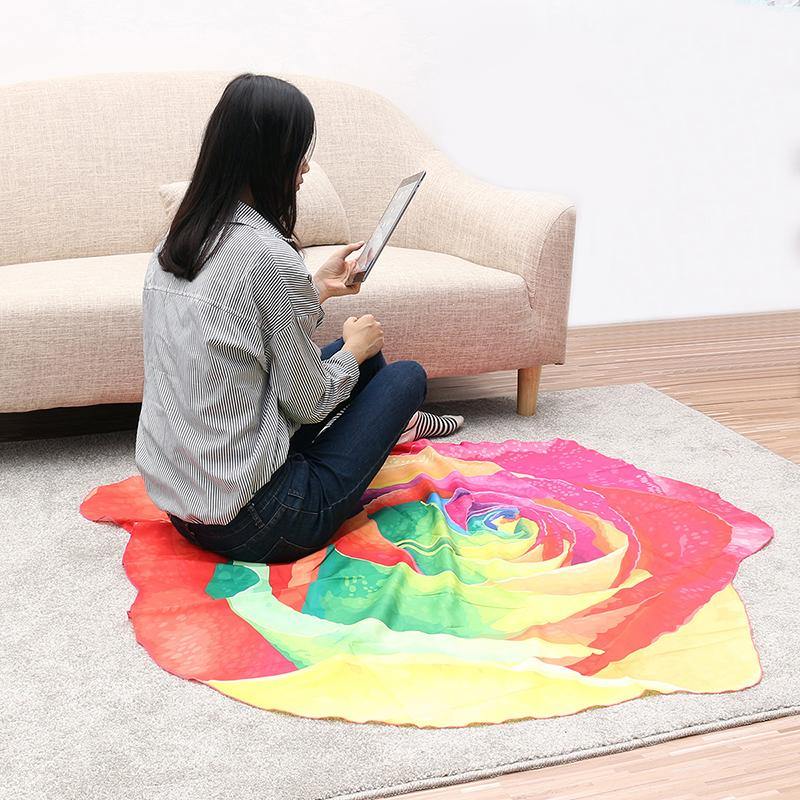 Honana WX-89 147cm 3D Simulation Rose Beach Towel Mat Romantic Women Shawl Bed Sheet Tapestry - MRSLM