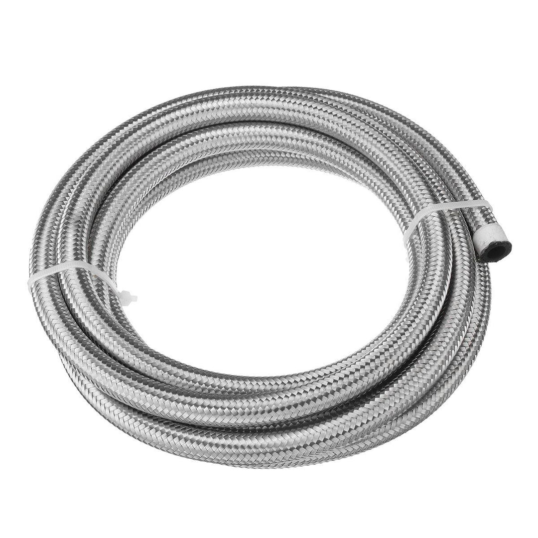 10FT AN4 AN6 AN8 AN10 Fuel Hose Oil Gas Line Pipe Stainless Steel Braided Silver - MRSLM