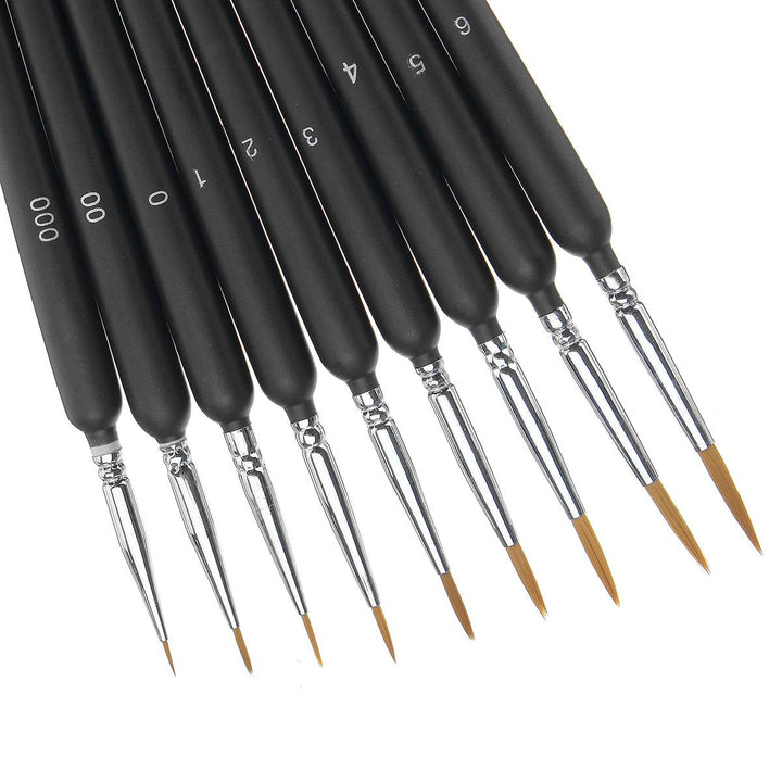 9Pcs Painting Brushes Hook Line Pens Wolf Tail Hair Brush School Office Art Supplies - MRSLM