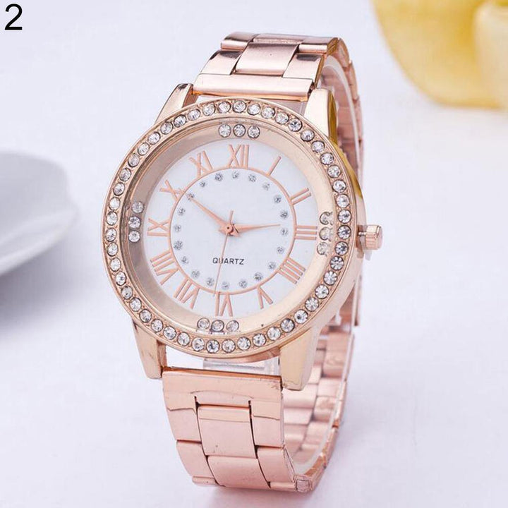 Unisex Fashion Rhinestone Analog Quartz Stainless Steel Bracelet Wrist Watch - MRSLM